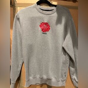 Vans Crewneck Gray Sweater with Red Rose